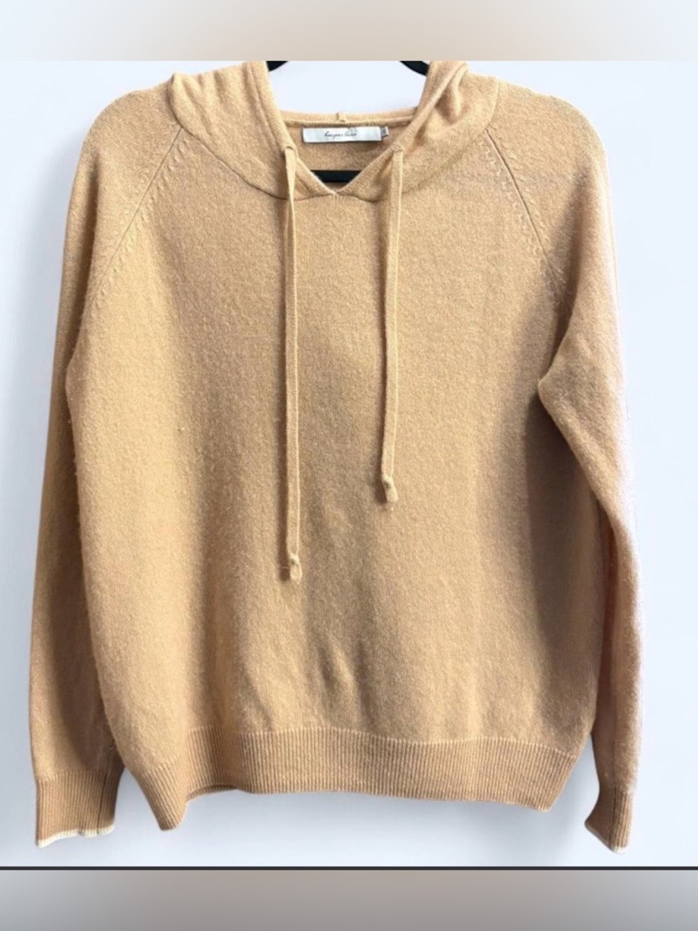 Harper Lane 100% Cashmere Hooded Sweater Soft Lightweight Tan/Camel SZ M